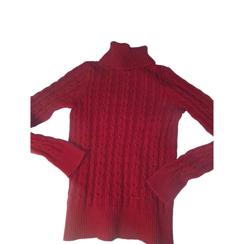 St. John's Bay Women's Sweater Cable Knit Red Pullover Size Medium